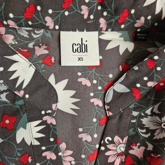 Cabi Womens Gray Floral Sheer Button Up Sleeveless Top Size XS - Picture 5 of 12